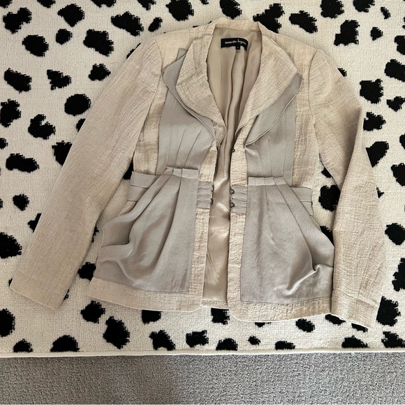 Nanette Lepore Linen Beige Draped Blazer - Picture 1 of 7
